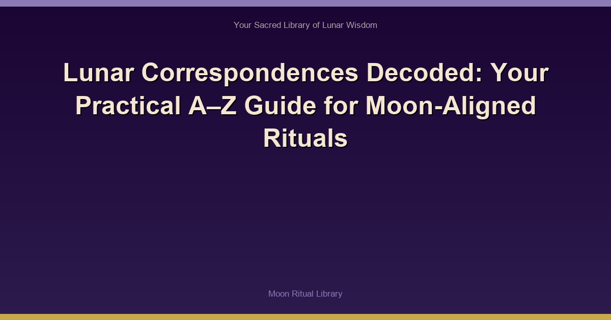 Lunar Correspondences Decoded: Your Practical A–Z Guide for Moon-Aligned Rituals