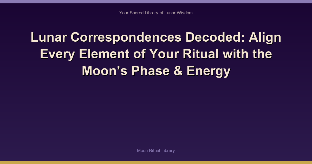 Lunar Correspondences Decoded: Align Every Element of Your Ritual with the Moon’s Phase & Energy
