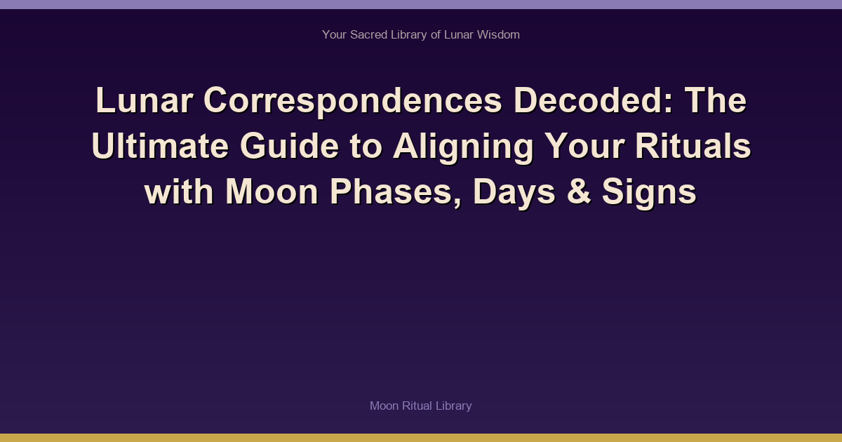 Lunar Correspondences Decoded: The Ultimate Guide to Aligning Your Rituals with Moon Phases, Days & Signs