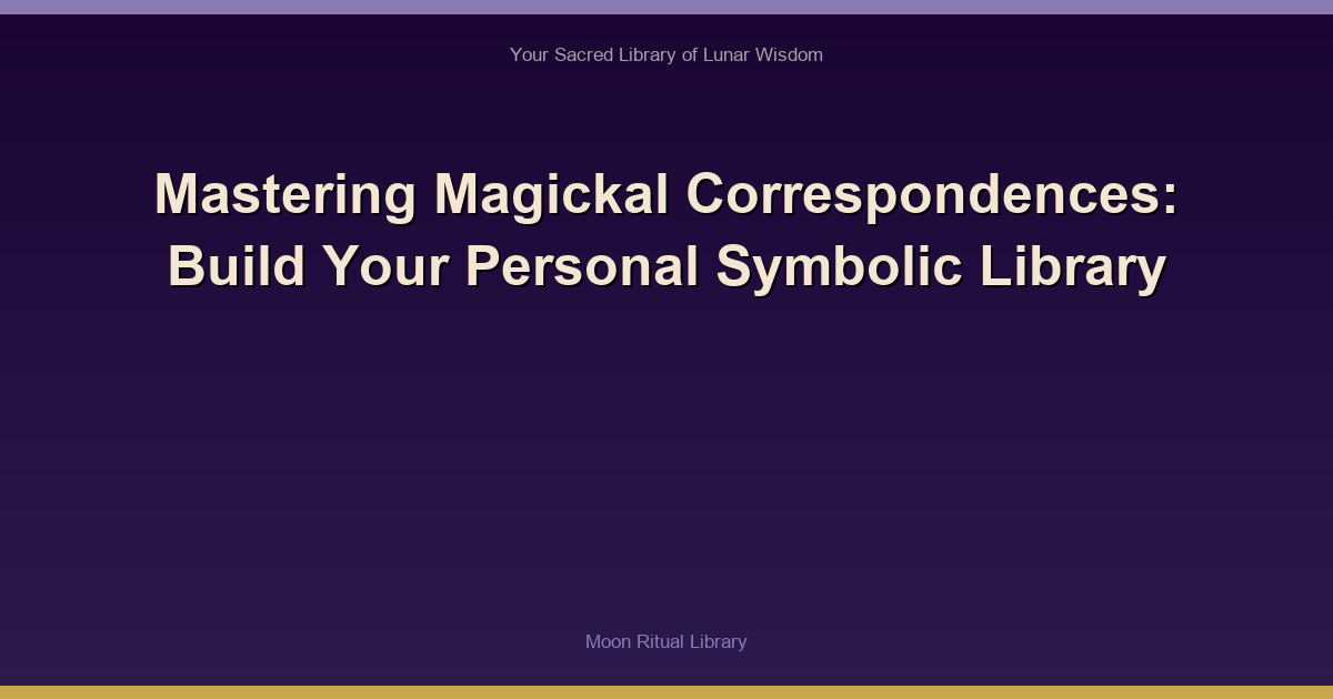 Mastering Magickal Correspondences: Build Your Personal Symbolic Library
