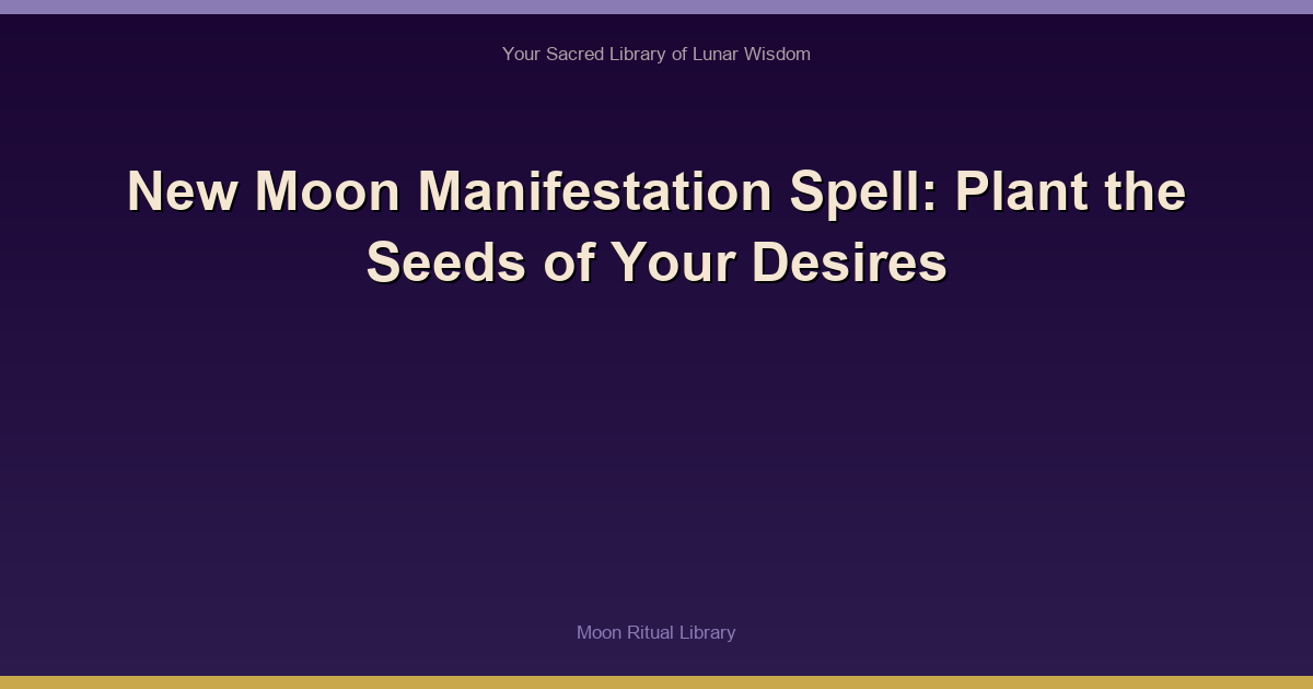 New Moon Manifestation Spell: Plant the Seeds of Your Desires