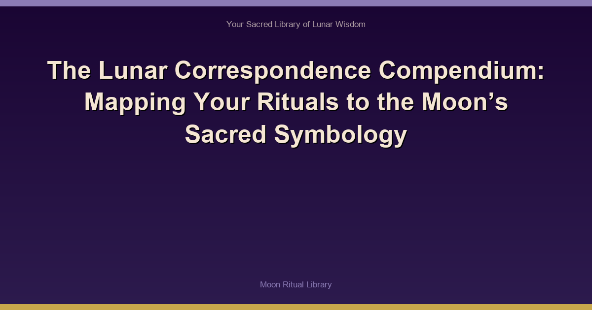 The Lunar Correspondence Compendium: Mapping Your Rituals to the Moon’s Sacred Symbology