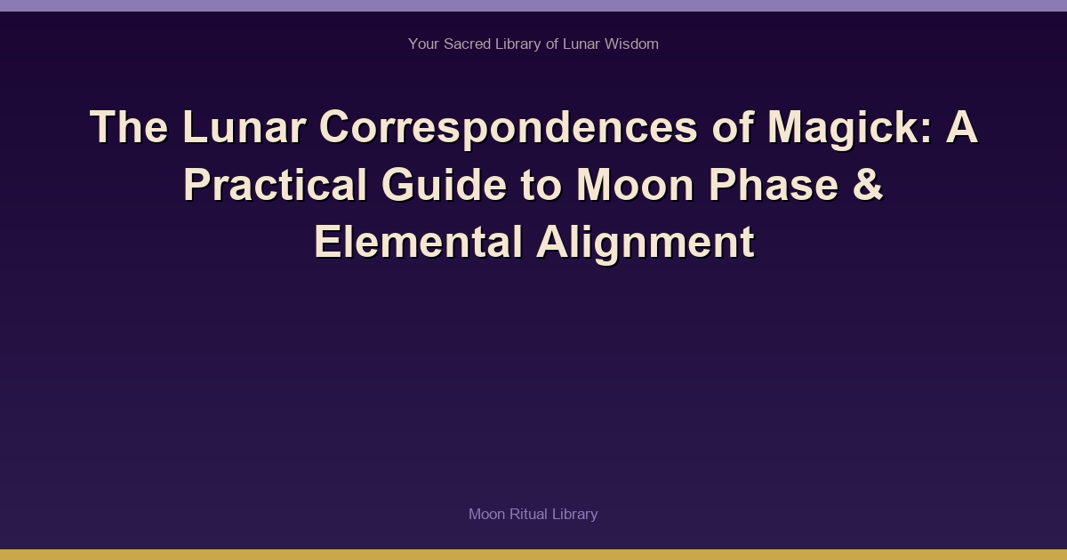 The Lunar Correspondences of Magick: A Practical Guide to Moon Phase & Elemental Alignment