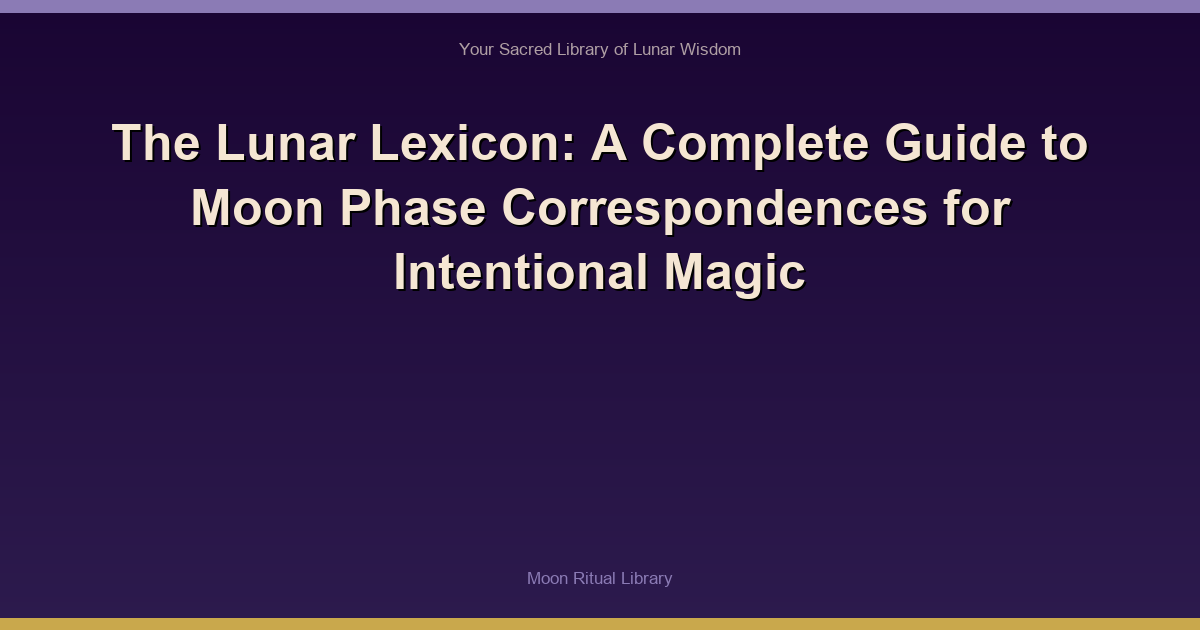 The Lunar Lexicon: A Complete Guide to Moon Phase Correspondences for Intentional Magic